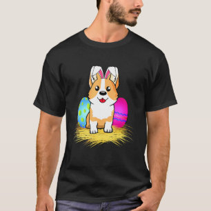 Oster-Corgi-Hund Feiertag Hasenohren und farbige E T-Shirt