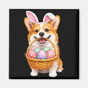 Oster-Corgi-Hund-Hase süße Ostereier Körbchen Magnet