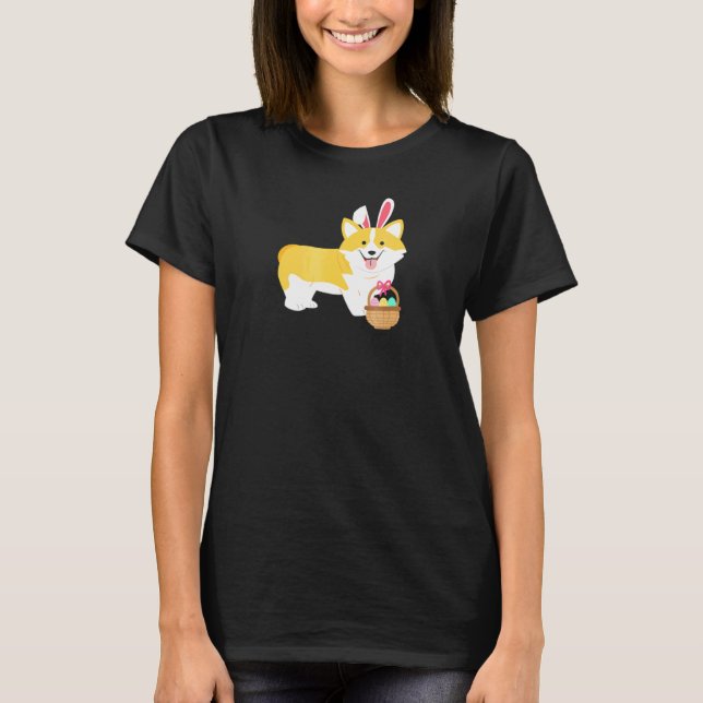 Oster-Corgi mit Hasenohren T-Shirt (Vorderseite)