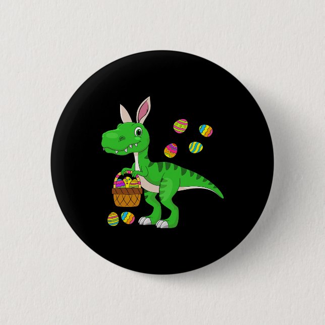 Oster-Dinosaurier-Hasenohren-Oster-Skizzen-Stuffer Button (Vorderseite)