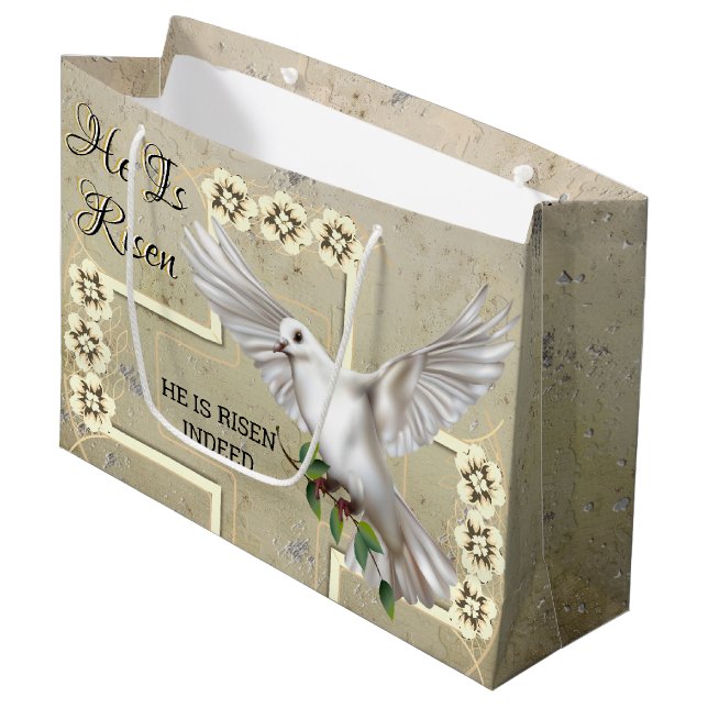 Oster-Dove des Friedens Große Geschenktüte (Vorderseite Schrägansicht)