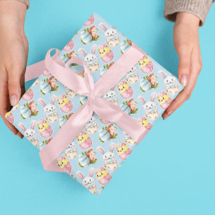 Oster-Ei-Aquarell-Frühlingshase & Küken Geschenkpapier