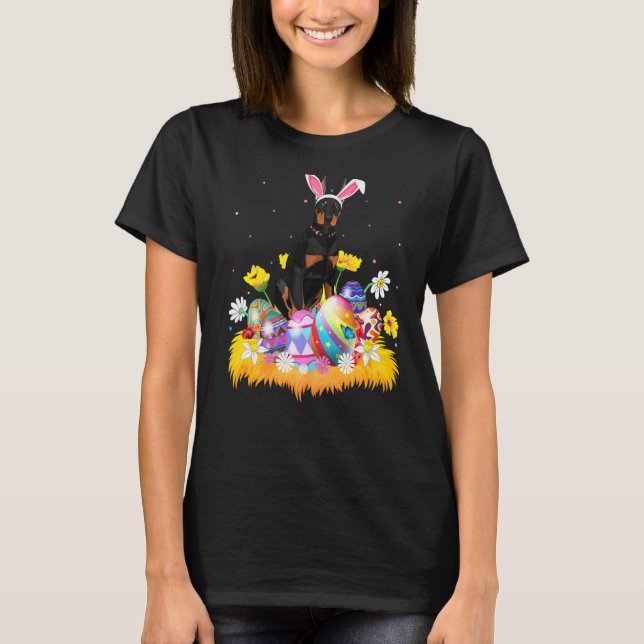 Oster-Ei-Dobermann-Hund Ostersonntag T-Shirt (Vorderseite)