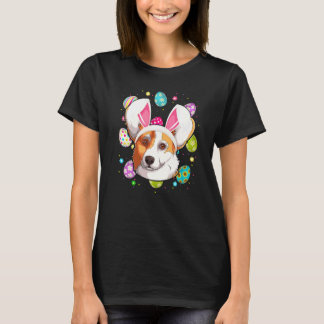 Oster-Ei-Hasen-Ohr-Corgi-Hund-Gesicht-Oster-Sonnta T-Shirt