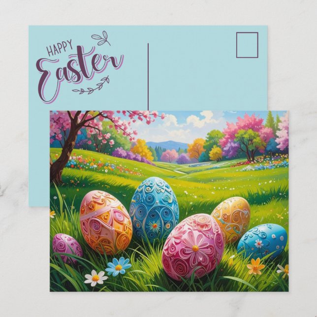 Oster-Ei-Kunst-Postkarte Postkarte (Vorne/Hinten)
