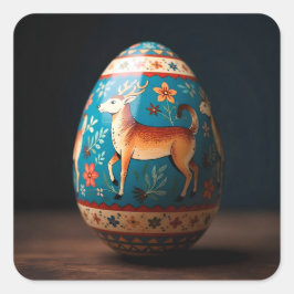 Oster-Ei mit Rentier Quadratischer Aufkleber