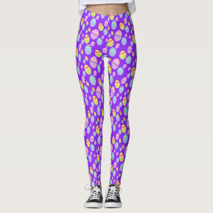 Oster-Ei-Muster in Pastell auf Lila Leggings