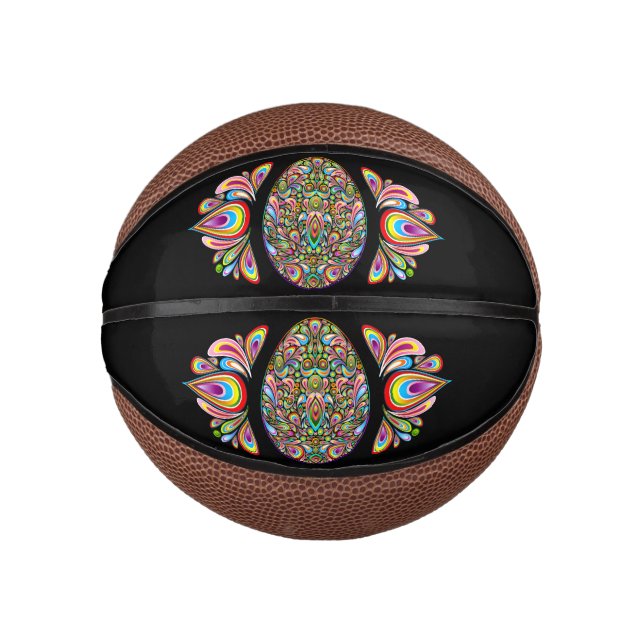 Oster-Ei-Psychedel-Design-Kinder-Bio-T-Shirt Mini Basketball (Vorderseite)
