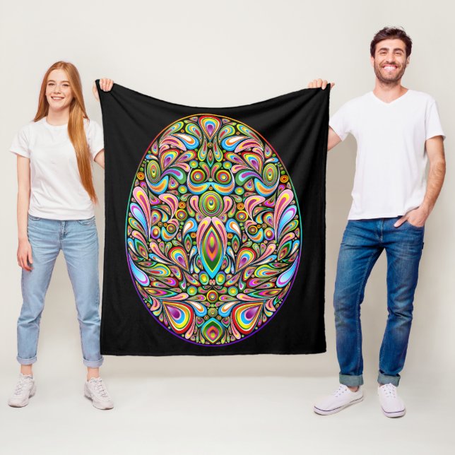 Oster-Ei-Psychedelic-Design-Kinder-Bio-T-Shirt Fleecedecke (Beispiel)