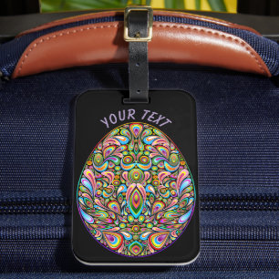 Oster-Ei-Psychedelic-Design-Kinder-Bio-T-Shirt Gepäckanhänger