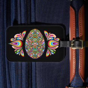Oster-Ei-Psychedelic-Design-Kinder-Bio-T-Shirt Gepäckanhänger