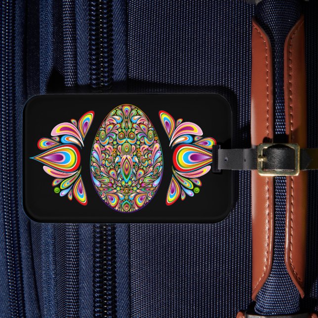 Oster-Ei-Psychedelic-Design-Kinder-Bio-T-Shirt Gepäckanhänger (Vorderseite Insitu 4)