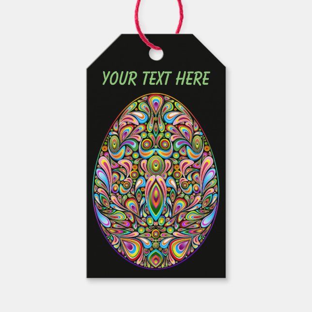 Oster-Ei-Psychedelic-Design-Kinder-Bio-T-Shirt Geschenkanhänger (Vorderseite)