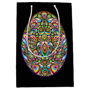 Oster-Ei-Psychedelic-Design-Kinder-Bio-T-Shirt Mittlere Geschenktüte