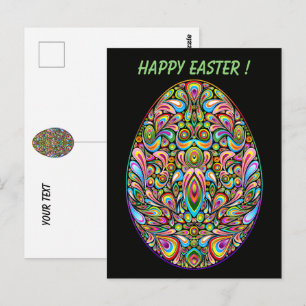 Oster-Ei-Psychedelic-Design-Kinder-Bio-T-Shirt Postkarte