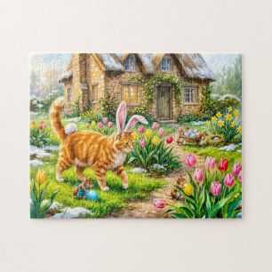 Oster-Ei-Szene mit Katze und Mäusen Puzzle