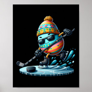 Oster-Ei zeigt Hockey-Fähigkeiten Eier Hase Kaninc Poster