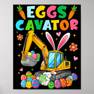 Oster-Eier-Bagger Hase Kaninchen Bagger Jungen Mic Poster