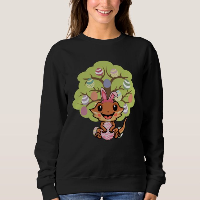 Oster-Eier Baum Bartagame Hase Frohe Ostern Sweatshirt (Vorderseite)