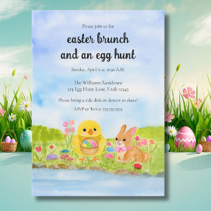 Oster-Eier-Brunch-Küken-Osterhase-Party Einladung