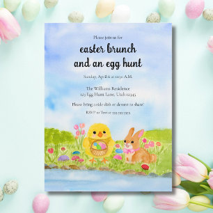 Oster-Eier-Brunch-Küken-Osterhase-Party Einladungspostkarte