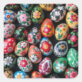 Oster-Eier des bemalten Frühlings Quadratischer Aufkleber