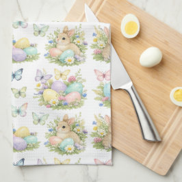 Oster-Eier & Hasen Blumen & Schmetterlinge Geschirrtuch