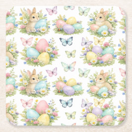 Oster-Eier & Hasen Blumen & Schmetterlinge Rechteckiger Pappuntersetzer