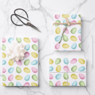 Oster-Eier im Pastellton Wasserfarben-Muster Geschenkpapier Set