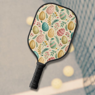 Oster-Eier im Vintage-Stil mit Blütenknospen Pickleball Schläger