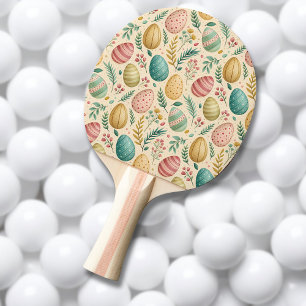 Oster-Eier im Vintage-Stil mit Blütenknospen Tischtennis Schläger