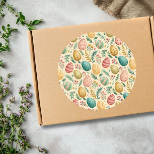 Oster-Eier im Vintage-Stil mit floralen Knospen Runder Aufkleber