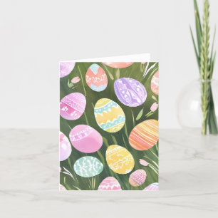 Oster-Eier in Pastell   Schöne Frühlingsaquarellma Feiertagskarte