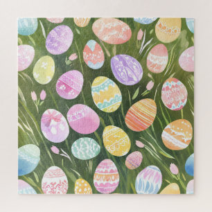 Oster-Eier in Pastell Schöne Frühlingsaquarellma Puzzle