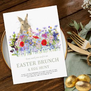 Oster-Eier-Suche Brunch Hase Floral Salbei Grün Einladung