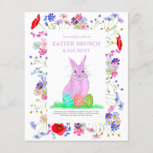 Oster-Eier-Suche-Brunch Rosa Hase Floral Budget Flyer