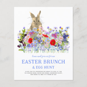 Oster-Eier-Suche Brunch Süßer Hase Floral Budget Flyer