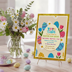 Oster-Eier-Suche Goldrahmen Florales Feiertags- Dankeskarte