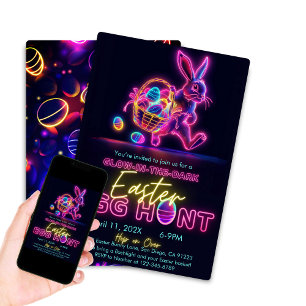 Oster-Eier-Suche im Dunkeln Neon-Party  Einladung