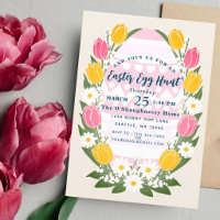 Oster-Eier-Suche mit Pastell-Tulpen