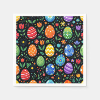 Oster-Eier und Blumen im Regenbogen Serviette