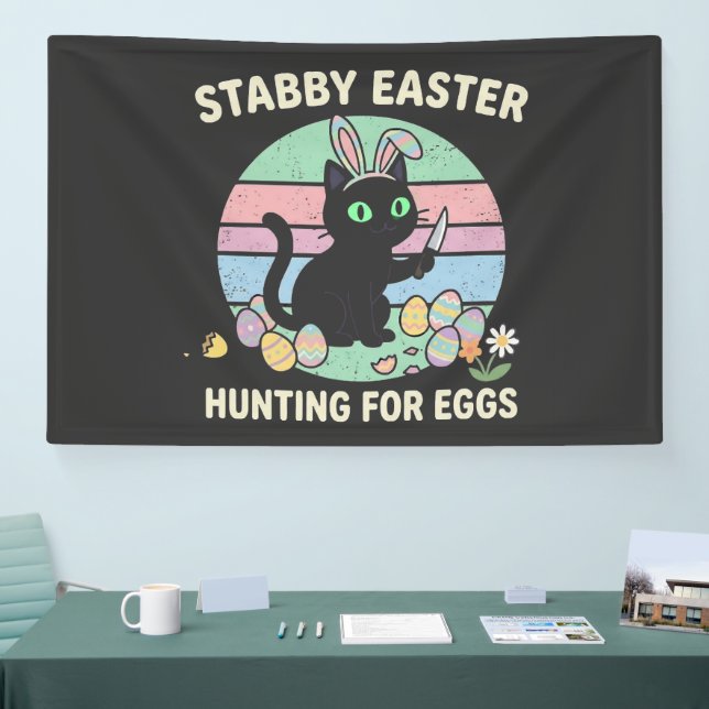 Oster-Eierjagd Lustige Katze Banner (Messe)