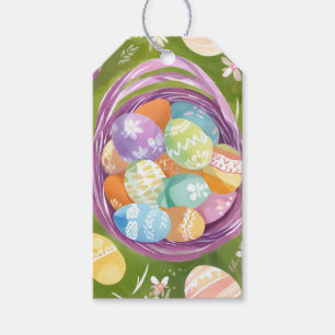Oster-Eierkorb   Frühlings-Pastell-Wasserfarbe Geschenkanhänger