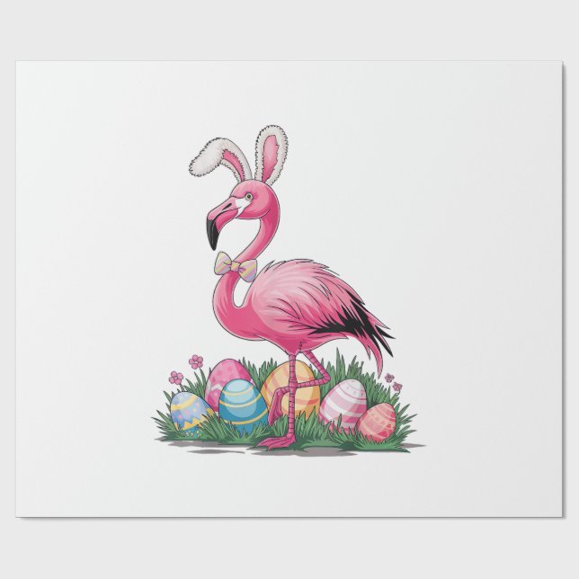Oster-Flamingo-T-Shirt Geschenkpapier (Flach)