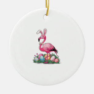 Oster-Flamingo-T-Shirt Keramik Ornament