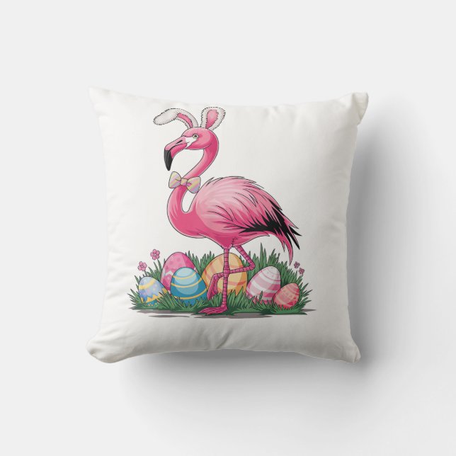 Oster-Flamingo-T-Shirt Kissen (Vorderseite)