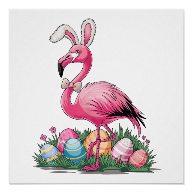 Oster-Flamingo-T-Shirt Poster (Vorderseite)