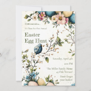 Oster-Frühlingsvögel Pastell-Eier Aquarell-Blumen Einladung