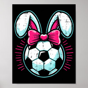 Oster-Fußball-Bunny-Ohren-Schleife süß Jungen Mädc Poster