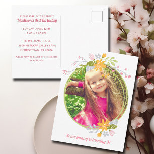 Oster-Geburtstagsfeier Mädchen Foto Rosa Einladung Postkarte